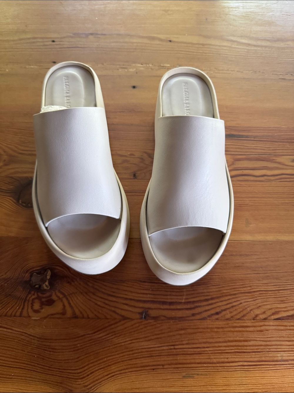 Paloma Barceló White Leather Flatform Slide Sandals EU 38 US 7.5 Made in Spain